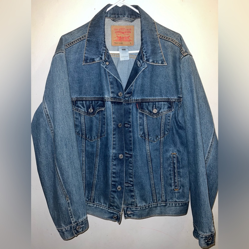 Levi Strauss Signature Standard Trucker  Jean Blue Denim Jacket Men's Size Lg. - Picture 3 of 11